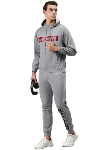 Image of Hubberholme Men's Cotton Blend Brand Printed Hooded Sweatshirt