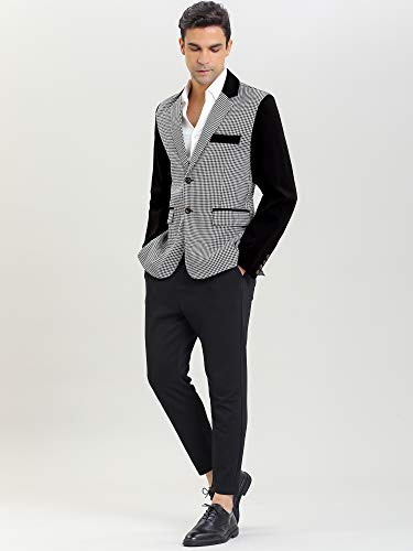 Lars Amadeus Men's Casual Sport Coat Pattern Button Up Houndstooth Plaid Blazer3