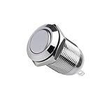 Momentary Pushbutton Switches 8PCS 3A 12V/24V/110V/250VAC 12MM Waterproof Metal Self-Repeating Power Start Switch Car Horn Key Modification Normally Open Contacts (Flat Head)
