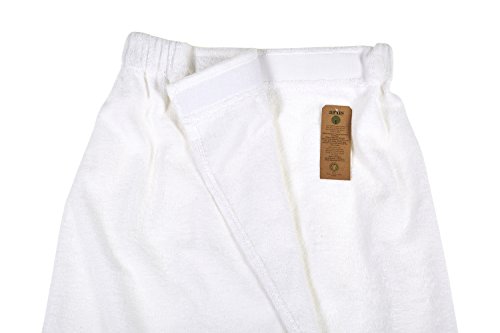 Arus Women's Gots Certified Organic 100% Turkish Terry Cotton Adjustable Closure Bath Wrap Medium White #TOP5