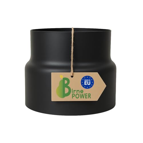 BirnePower Réducteur de Conduit de 200 à 180 mm, Revêtement Senotherm, Tuyau d'Évacuation des Fumées pour Poêle et Cheminée, Épaisseur 2 mm