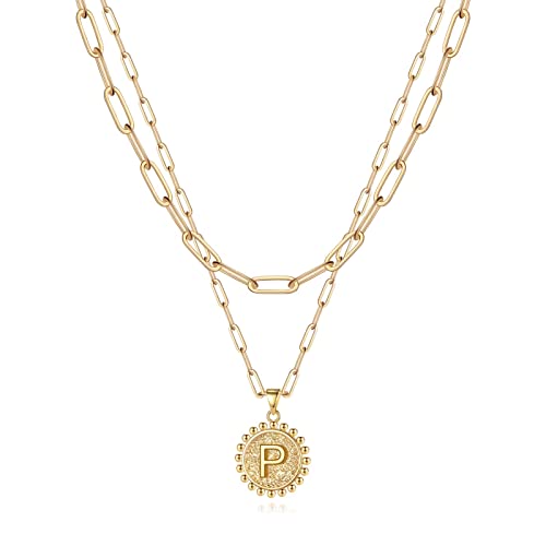 Yoosteel Tiny Initial Necklaces for Women, 14K Gold Plated Dainty