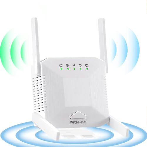 WiFi Repeater WiFi Signal Amplifier,WiFi Extender,4 Antennas, 2 LAN Ports,WiFi Repeater,Router and AP Mode,200 Square Meters of WiFi Coverage,Suitable for Home and Outdoor