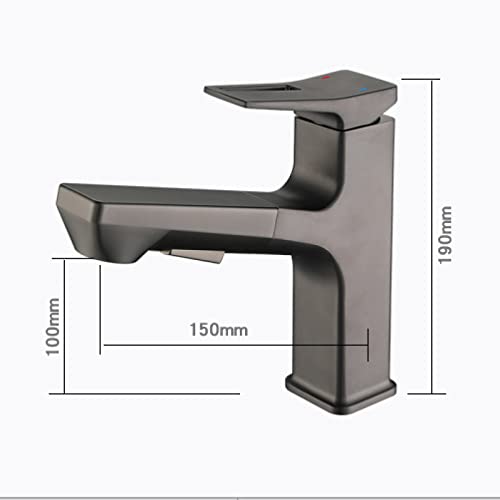 Robinet de lavabo extensible à double commande en alliage de cuivre