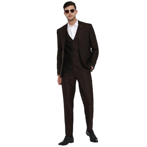 Image of Turtle Men 100% Cotton Notch Lapel Collar Tailored Fit Three Piece Party Suits