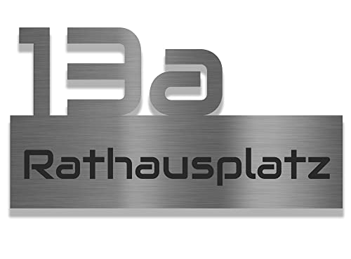 Jung Edelstahl Design V2A Edelstahl Hausnummer mit Gravur Hausnummernschild individuell personalisierbar 25 cm. Schriftzug Hausnummer Edelstahl Buchstaben und Zahlen