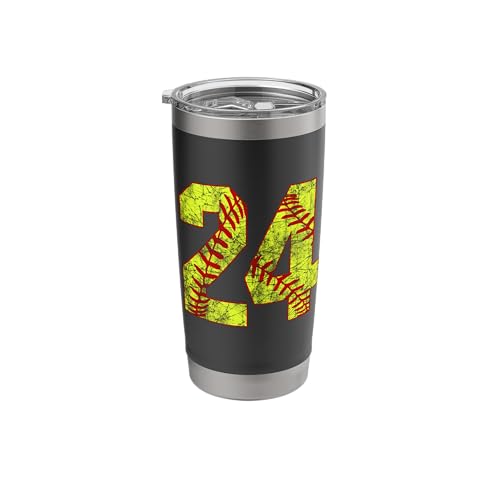Softball #24 Fast Pitch Love Softball Mom Favorite Player Stainless Steel Insulated Tumbler