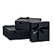 Black Gift Box - 3 Piece Nested Luxury Gift Box Set, Empty Black Gift Boxes with Lids & Ribbon Assorted Sizes Small to Large for Gift Wrapping, Holidays, Bridesmaid & Groomsmen Proposal Gifts, for Him