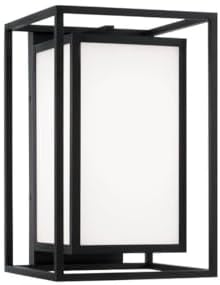 Capital Lighting 953111BK Aiden Modern Soft White Glass Outdoor Rectangular Wall Lantern, 1-Light 100 Watt, 14" H x 9" W, Black