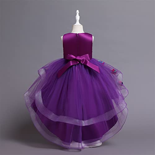 Robe de bal à fleurs violette enfant 7-8 ans pour fête et mariage