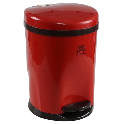 Caneca de basura redonda 2.6 galones con pedal y tapa roja