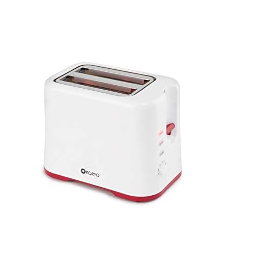 Koryo Pop-up Toaster 750 Watt KPT925 with Removable Crumb Tray (Red and White)