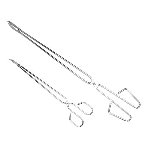 ibasenice 2Pcs Extended Charcoal Clamp Heavy Duty Tongs Sturdy Firewood Tong for Outdoor Grilling Long Handle Grill Accessory for Charcoal and Firewood