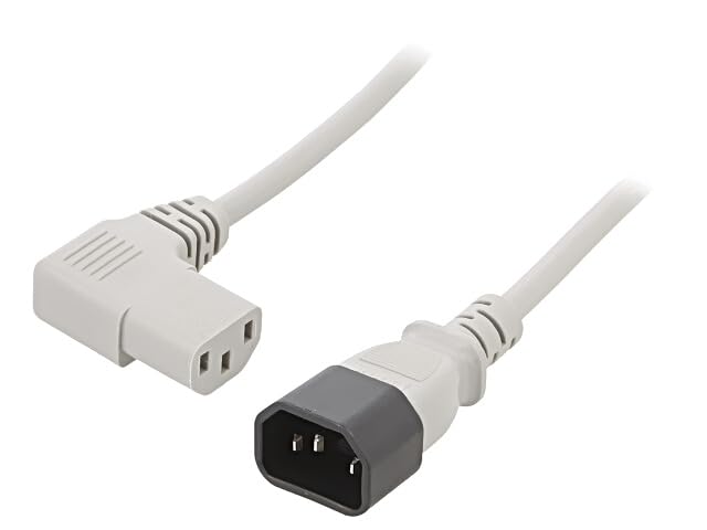 Câble IEC C13 femelle 90° avec conducteurs 3G1mm2 en PVC gris de 5m