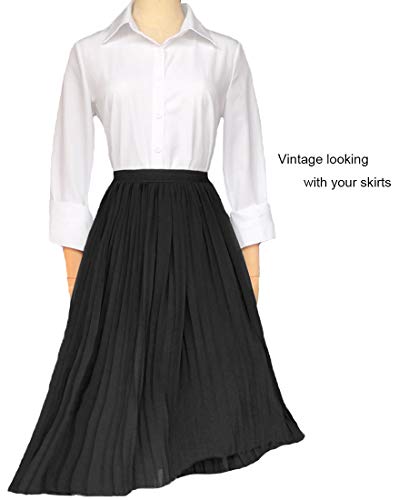 Gemolly Women's Basic Button Down Shirts Long Sleeve Plus Size Simple Cotton Stretch Formal Casual Shirt Blouse White M