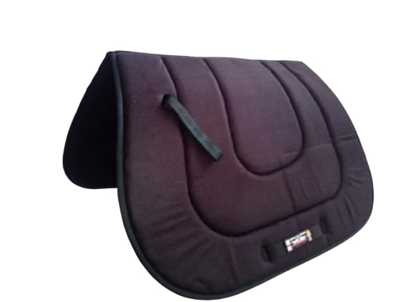 Universal Horse Saddle pad with 20 mm high Density Foam and Fleece Lining Multi Colour (Black Horse Saddle)