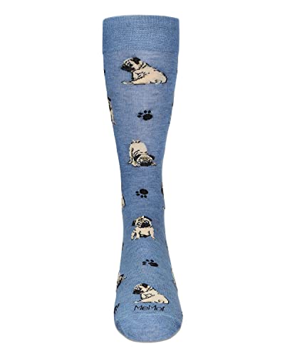 MeMoi Men's Embroidered Pugs Rayon Crew Socks2