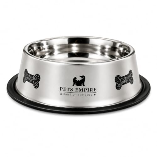Image of Pets Empire Stainless Steel Dog Feeding Bowl, Grey Colour, Medium (Grey(1))
