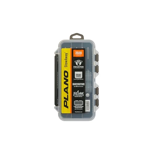 Image of Plano StowAway 3500 Stow Tackle Box, with Corrosion-Preventive Rustricor, Single Latch Design, Transparent DuraView Lid, Stackable Storage for Fishing Bait, Lures and Gear
