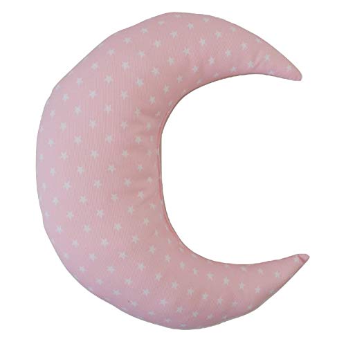 Conjunto Cojines Decorativos para bebé Bordados con el Nombre - Cojines Decorativos Cuna Grabados con Nombre - Cojines Infantiles Personalizados con Forma de Luna y Nube - Estrellas - Rosa - Nenel