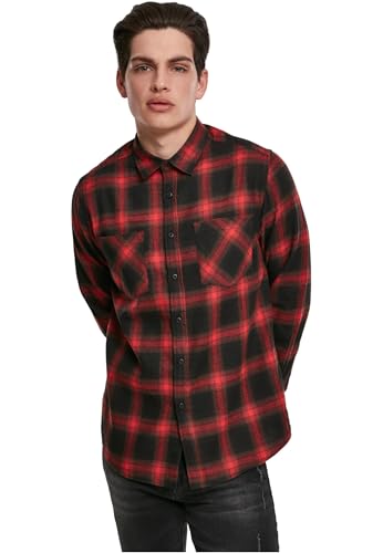 Urban Classics Chemise en Flanelle À Carreaux 6 Homme Chemise en Flanelle Noir/Rouge L