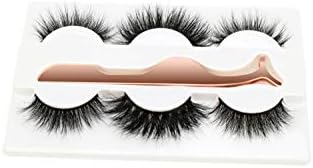 Trcoveric 3 Styles Fluffy false Eyelashes Cruelty-Free Fake Lashes Strip Pack eyelash tweezer