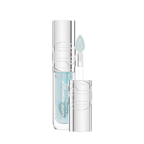L'Oréal Paris Plump Ambition Lip Gloss Transformative PH, Plumping Lip Oil With Hyaluronic Acid and Tripeptide & Vanilla Oil, Smoother Lips & Volumizing Shine 113 Cristal Ice