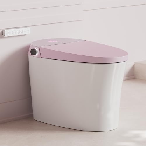 Image of CANEST Pink Smart Toilet with Bidet Built In, ADA Comfort Height Bidet Toilet with Tank, Auto Open&Close Lid, Adaptive Heated Seat Warm Water Dryer, Foot Sensor, 1000g MAP Flush, Remote Control
