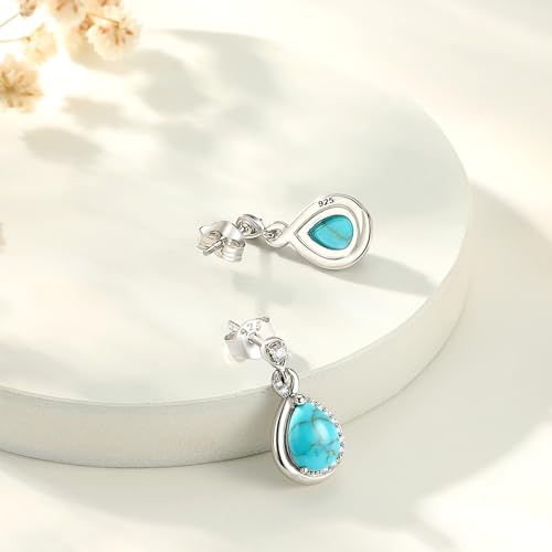FANCIME Turquoise Sterling Silver Infinity Stud Dangle Earrings - Fine Turquoise Jewelry for Women2