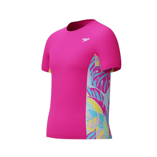 Image of Speedo Girls' Uv Swim Shirt Short Sleeve Printed Rashguard