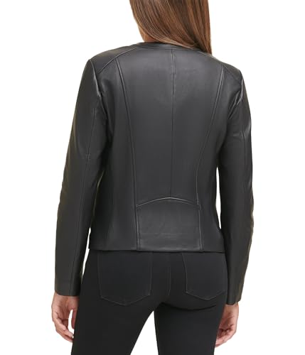 Cole Haan Leather Wing Collar Jacket, Black, M - image 2