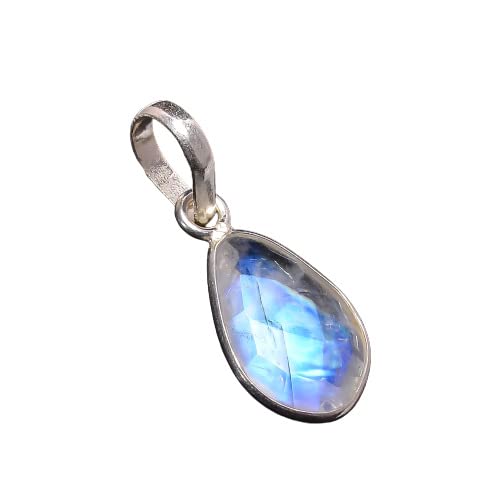 Natural Rainbow Moonstone Gemstone Freeform Shape Ethnic 925 Sterling Silver Jewellery Pendant 1"-image-21