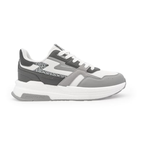 Image of Red Tape Men's Sneakers Black White Mesh Pu Round Toe Lace-Up