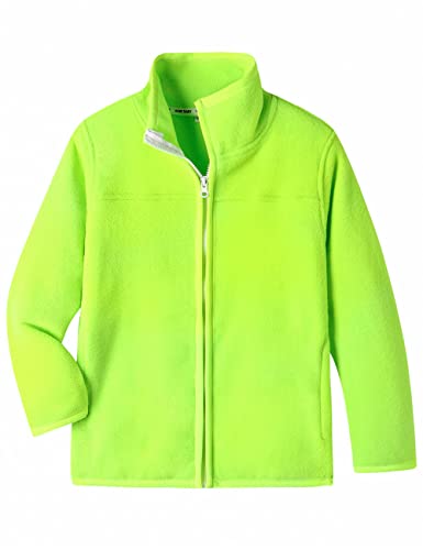 Chaqueta de forro polar para niños y niñas con cremallera completa para exteriores, verde neón, 4 años Cover