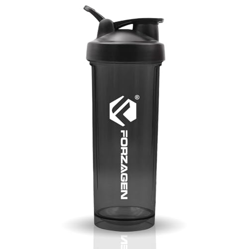Forzagen Shaker Bottle 26 oz for pre & post workout drinks (Black)