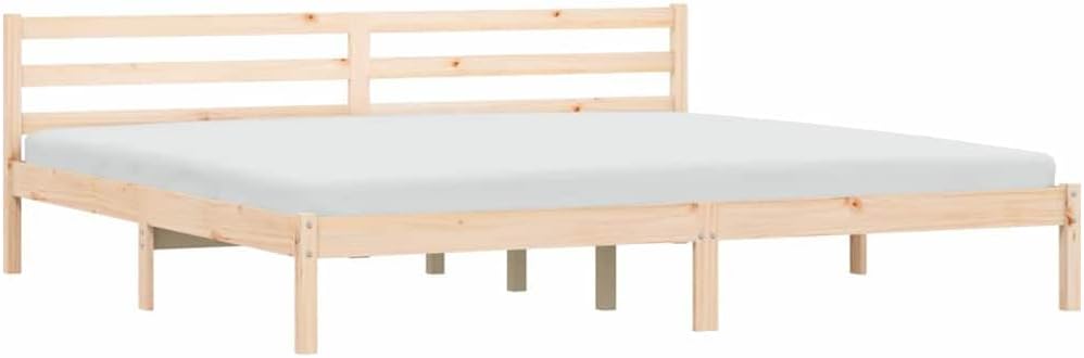 vidaXL Bed Frame Natural 82.09 x 78.15 x 27.36 in Solid Pine Wood, Chic Bedroom Set, Trendy Bed Frame, Sturdy Wood, Sleek Minimalist Style, Tough Furniture for City Life