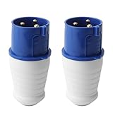 2 Pcs ELECTRICAL PLUG 32 Amp Industrial Plug Socket - 1-Phase 3 Pin Waterproof IP44 32A 220-250V Blue Electrical Connector with Male and Female Locking Mechanism - Image 1