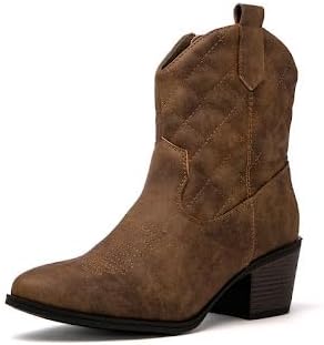 GLOBALWIN Women's The Western Wear Fashion Cowboy Cowgirl Free Birds Country Concert Disco Outfits Low Heel Walking Boots For Ladies