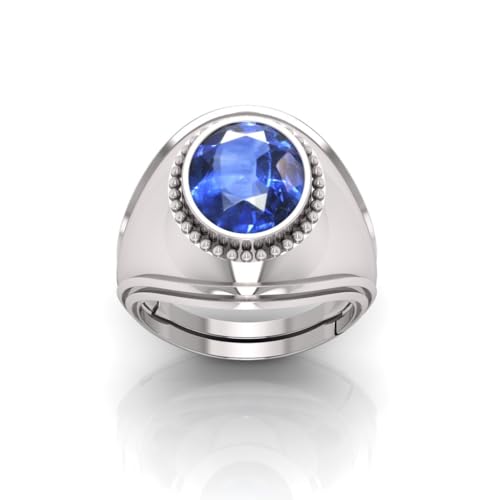 Bague saphir bleu véritable Neelam 10,25 Ratti, anneau argent ajustable homme femme