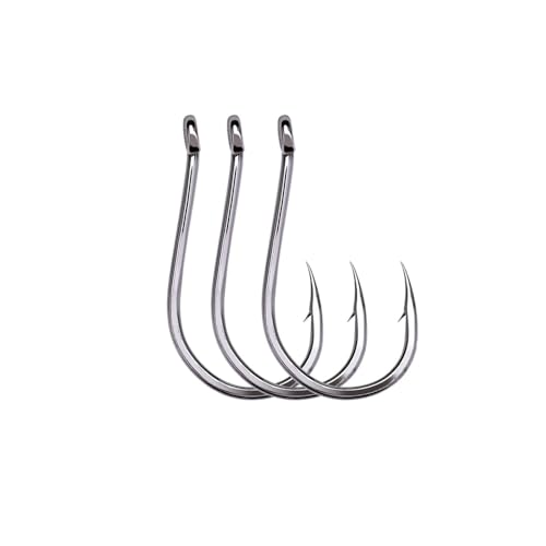 FONGKNOX 200 Pcs Chinu Fishing Hook set of #4 & #3 100pcs per Size Eyed Fishing Hook High Carton Steel Durable Sharpness Barbed 5H Hardness Strengthed Bend Freshwater Saltwater Sea Fishing Trackle - Image 3