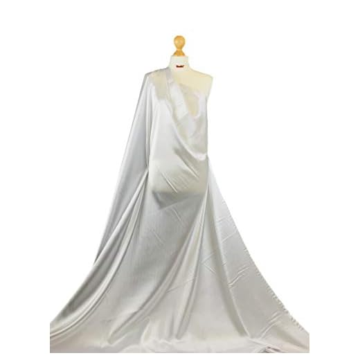 Fabriques SS01 Tissu en crêpe satiné extensible uni | Tissu élasthanne brillant | Matériau pour robe de mariée | SS01 | Ivoire (20,3 x 20,3 cm)