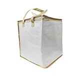 11.8×11.8×13.8' Reusable Insulated Zipper Aluminum Foil Tote Bag Suit for Picnic Cake FruitDrink Refrigeration Also for Delivery of Takeaway Thermal Pizza Insulated Delivery (Laser White)