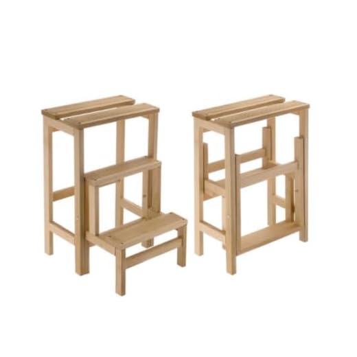 Opstapkruk van natuurlijk beukenhout, ruimtebesparend inklapbaar, trap, 3 inklapbare treden