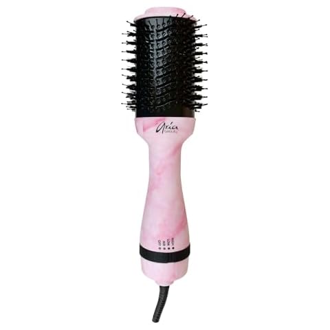 Aria Beauty Blow Dry Brush - Blow Dryer with Adjustable Heat and Speed Settings - Dual-Bristle Design for Smoothness and Volume - Pink Marble - 1 pc Cover