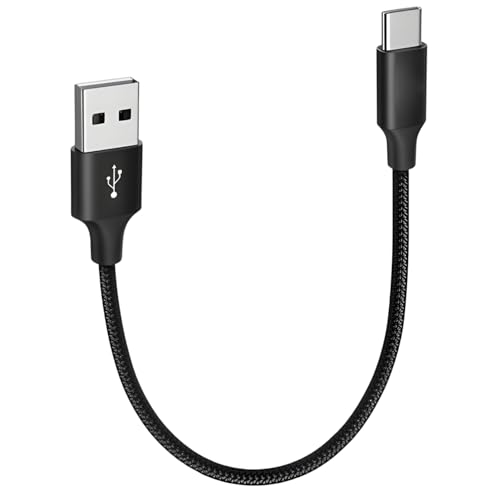 ZEPHY Short USB C Cable [0.25m/25cm], USB to USB C Charger Cable Short, 3A Fast Charging Phone Lead for Samsung Galaxy S23 S22 S21 S20 Plus, A14 A54 A15 A53, Car Charger, Android Auto -Black