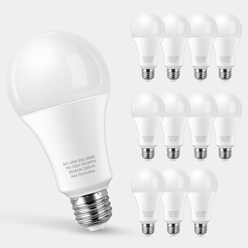 LEDERA 150 Watt LED Light Bulbs, Daylight White 5000K, 2500 Lumens Super Bright LED Bulbs, E26 Base, A21 LED Bulbs 23W Energy Saving, Non-Dimmable Bulbs for Living Room Bedroom Garage Office, 12 Packs
