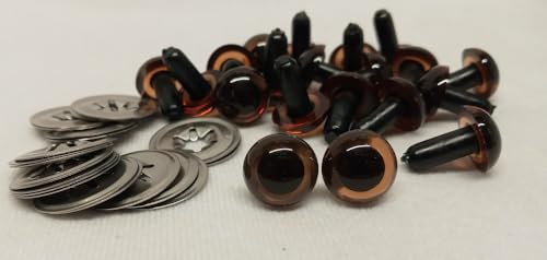 Sassy Bears 15mm Translucent Brown Safety Eyes (10 Pairs) for Bears Dolls Puppets Crafts