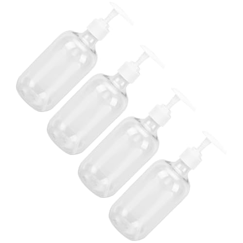 Veemoon Botellas de Presión 4 Piezas 500 Ml Transparentes, Dispensadores de Plástico Recargables para Champú, Gel de Baño y Jabón Líquido, Ideales para Viajes y Suministros para Hoteles