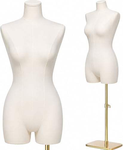 Maniquí femenino con forma de torso – Maniquí de costura de medio cuerpo con soporte ajustable para exhibición de ropa, vestido de novia, boutique y venta al por menor, maniquí para cuerda, blanco