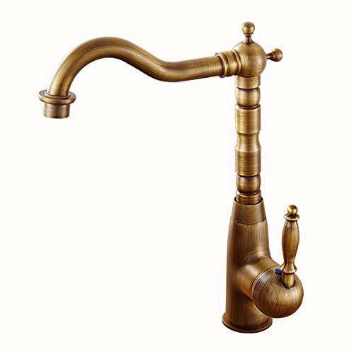 Mitigeur évier laiton antique de cuisine avec commande mono-manette rétro